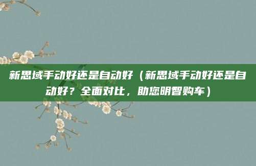 新思域手动好还是自动好(新思域手动好还是自动好?全面对比,助您明智购车)