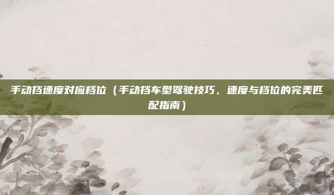 手动挡速度对应档位（手动挡车型驾驶技巧，速度与档位的完美匹配指南）