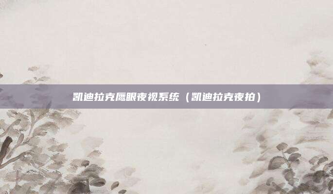 凯迪拉克鹰眼夜视系统(凯迪拉克夜拍)