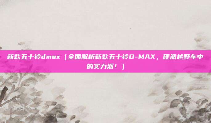 新款五十铃dmax(全面解析新款五十铃D-MAX,硬派越野车中的实力派!)