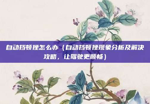自动挡顿挫怎么办(自动挡顿挫现象分析及解决攻略,让驾驶更顺畅)