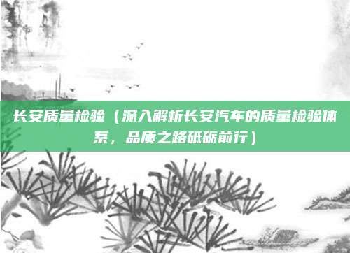 长安质量检验(深入解析长安汽车的质量检验体系,品质之路砥砺前行)