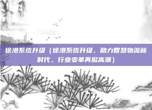 徐港系统升级(徐港系统升级,助力智慧物流新时代,行业变革再掀高潮)