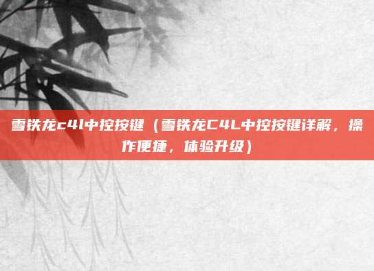 雪铁龙c4l中控按键（雪铁龙C4L中控按键详解，操作便捷，体验升级）