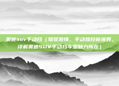 奥迪suv手动挡（驾驭激情，手动操控新境界，详解奥迪SUV手动挡车型魅力所在）