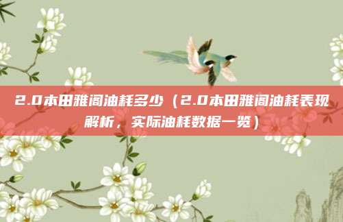 2.0本田雅阁油耗多少(2.0本田雅阁油耗表现解析,实际油耗数据一览)