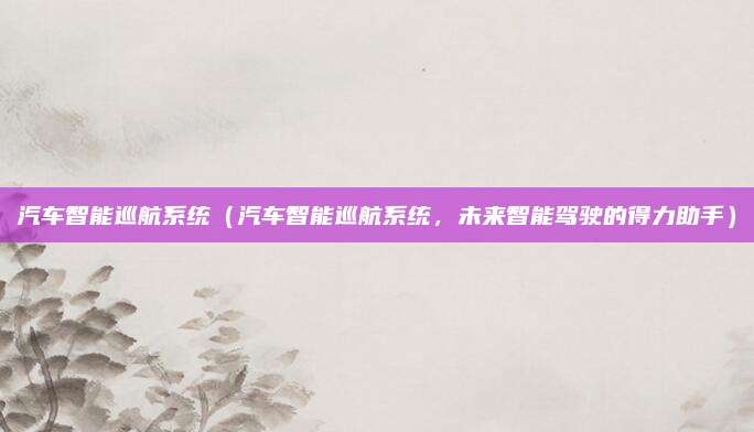 汽车智能巡航系统(汽车智能巡航系统,未来智能驾驶的得力助手)