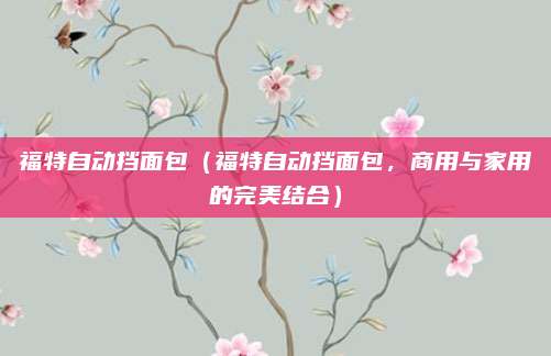 福特自动挡面包（福特自动挡面包，商用与家用的完美结合）