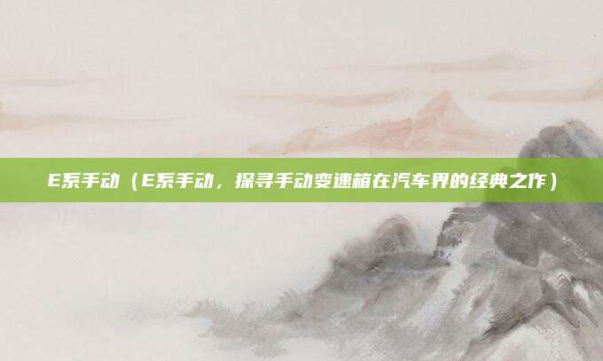 E系手动（E系手动，探寻手动变速箱在汽车界的经典之作）