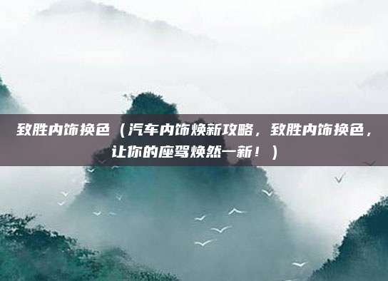 致胜内饰换色（汽车内饰焕新攻略，致胜内饰换色，让你的座驾焕然一新！）