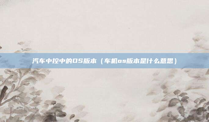 汽车中控中的OS版本(车机os版本是什么意思)