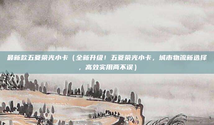 最新款五菱荣光小卡（全新升级！五菱荣光小卡，城市物流新选择，高效实用两不误）