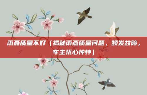 雨燕质量不好(揭秘雨燕质量问题,频发故障,车主忧心忡忡)