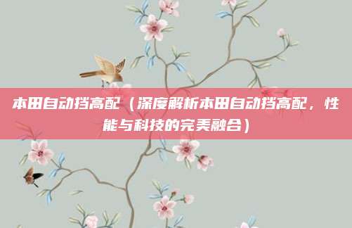 本田自动挡高配(深度解析本田自动挡高配,性能与科技的完美融合)