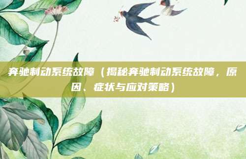 奔驰制动系统故障(揭秘奔驰制动系统故障,原因、症状与应对策略)