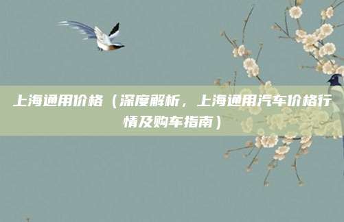 上海通用价格（深度解析，上海通用汽车价格行情及购车指南）