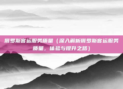 俄罗斯客运服务质量(深入解析俄罗斯客运服务质量,体验与提升之路)