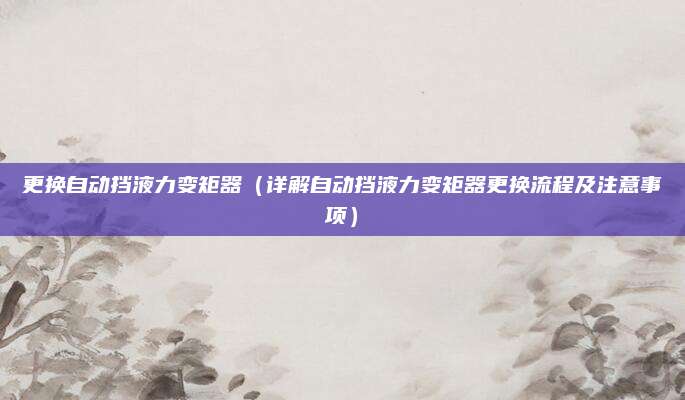 更换自动挡液力变矩器（详解自动挡液力变矩器更换流程及注意事项）