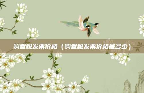 购置税发票价格(购置税发票价格是多少)