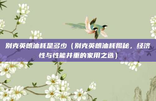 别克英朗油耗是多少(别克英朗油耗揭秘,经济性与性能并重的家用之选)