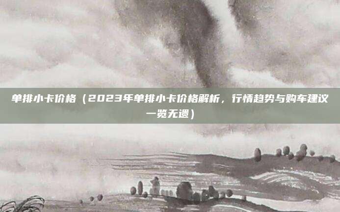 单排小卡价格（2023年单排小卡价格解析，行情趋势与购车建议一览无遗）