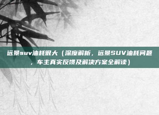 远景suv油耗很大(深度解析,远景SUV油耗问题,车主真实反馈及解决方案全解读)