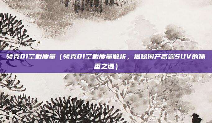 领克01空载质量(领克01空载质量解析,揭秘国产高端SUV的体重之谜)