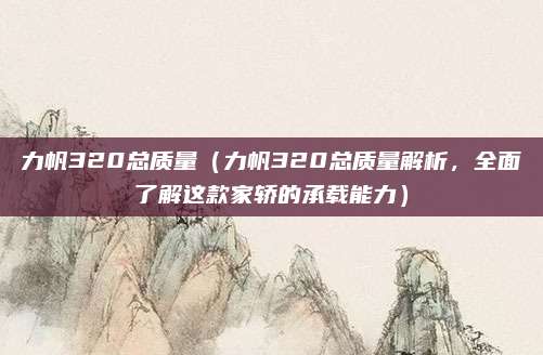 力帆320总质量(力帆320总质量解析,全面了解这款家轿的承载能力)