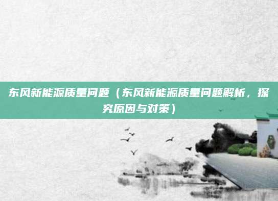 东风新能源质量问题(东风新能源质量问题解析,探究原因与对策)