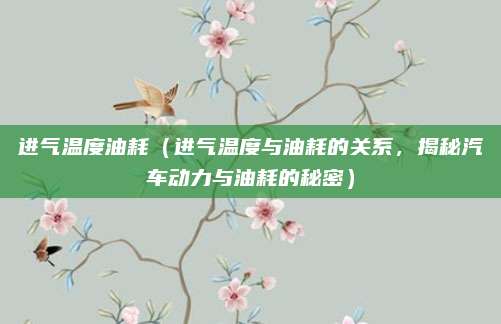 进气温度油耗(进气温度与油耗的关系,揭秘汽车动力与油耗的秘密)