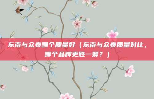 东南与众泰哪个质量好(东南与众泰质量对比,哪个品牌更胜一筹?)