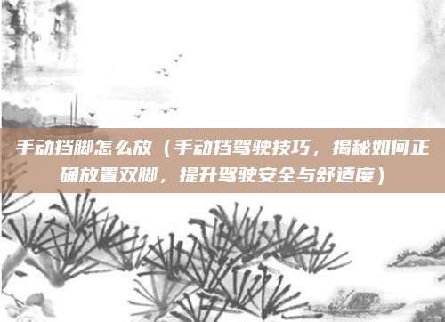手动挡脚怎么放（手动挡驾驶技巧，揭秘如何正确放置双脚，提升驾驶安全与舒适度）