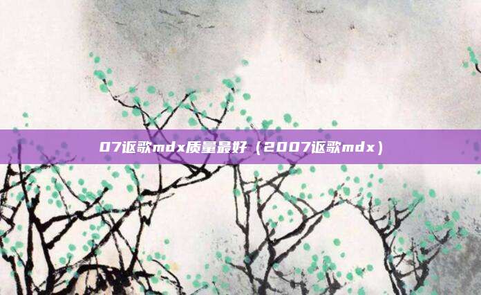 07讴歌mdx质量最好(2007讴歌mdx)