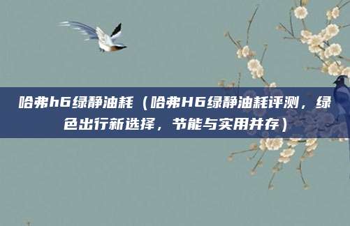 哈弗h6绿静油耗(哈弗H6绿静油耗评测,绿色出行新选择,节能与实用并存)