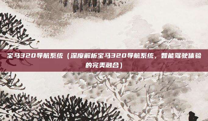 宝马320导航系统（深度解析宝马320导航系统，智能驾驶体验的完美融合）