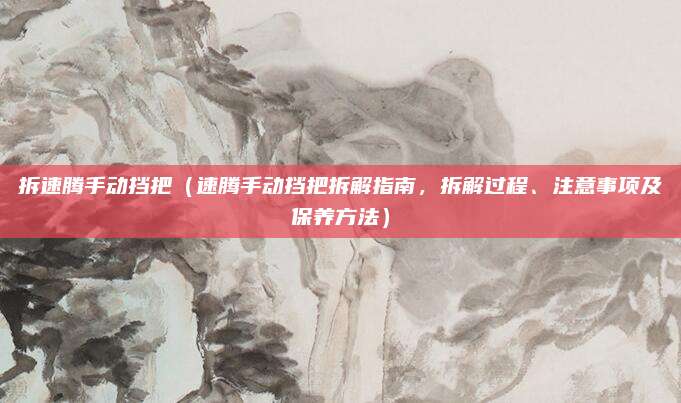 拆速腾手动挡把(速腾手动挡把拆解指南,拆解过程、注意事项及保养方法)