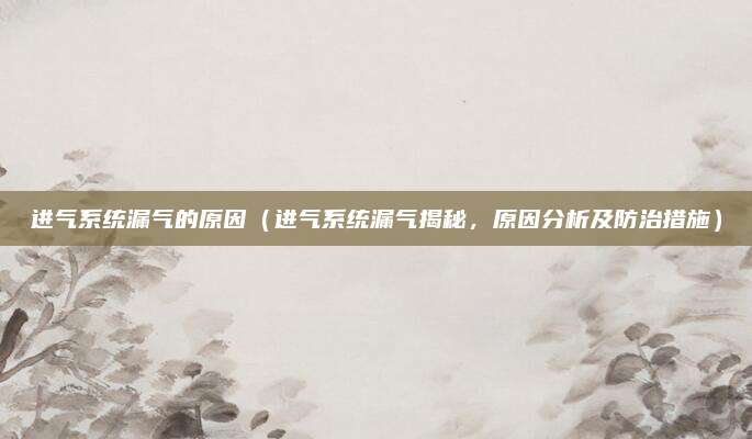 进气系统漏气的原因(进气系统漏气揭秘,原因分析及防治措施)
