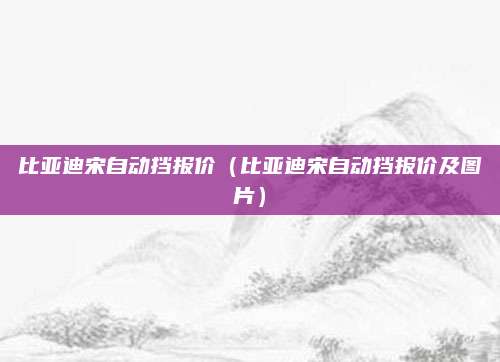 比亚迪宋自动挡报价(比亚迪宋自动挡报价及图片)