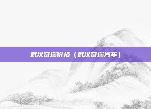 武汉奇瑞价格(武汉奇瑞汽车)