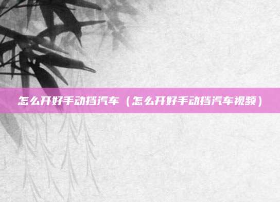 怎么开好手动挡汽车(怎么开好手动挡汽车视频)