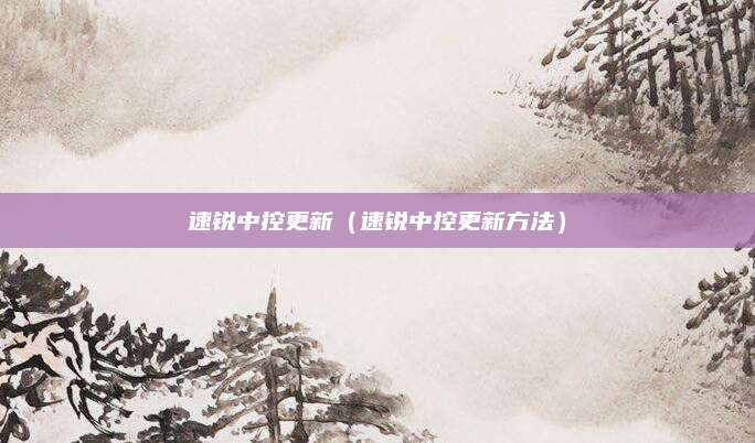 速锐中控更新(速锐中控更新方法)