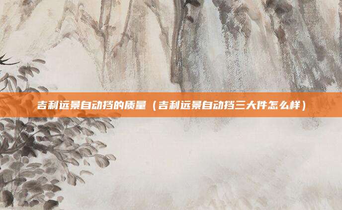 吉利远景自动挡的质量(吉利远景自动挡三大件怎么样)