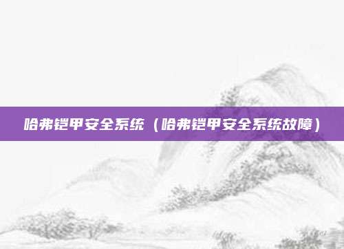哈弗铠甲安全系统（哈弗铠甲安全系统故障）
