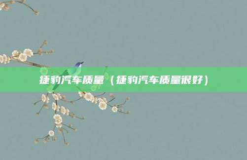 捷豹汽车质量(捷豹汽车质量很好)