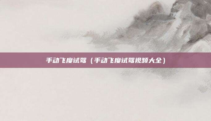 手动飞度试驾(手动飞度试驾视频大全)