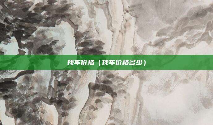 找车价格(找车价格多少)