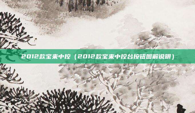 2012款宝来中控(2012款宝来中控台按钮图解说明)