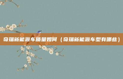 奇瑞新能源车质量如何(奇瑞新能源车型有哪些)