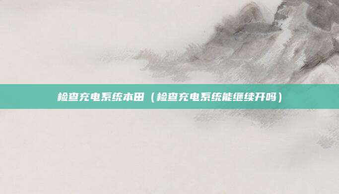 检查充电系统本田(检查充电系统能继续开吗)