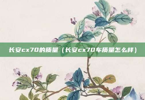 长安cx70的质量(长安cx70车质量怎么样)